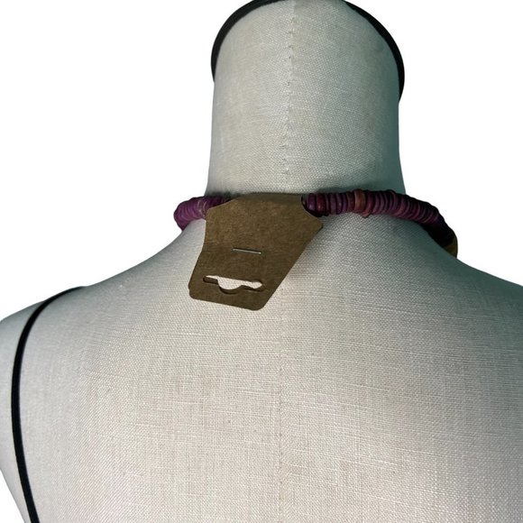 Stacked Flat Beads Lion Discs Multicolor Wood? Necklace - Picture 2 of 5